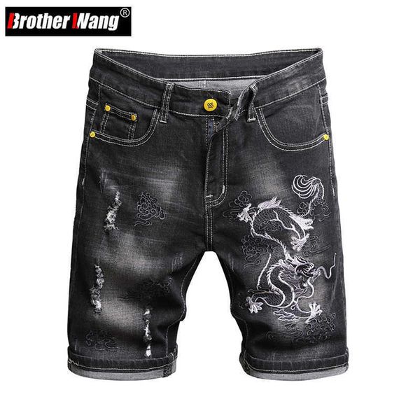 men's shorts summer men's slim stretch short jeans chinese dragon embroidery pattern denim shorts black grey ripped fashion shorts, White;black
men's shorts summer men's slim stretch short jeans chinese dragon embroidery pattern denim shorts black grey ripped fashion shorts, White;black