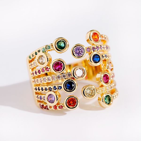 designer jewelry ring classic women's ring adjustable luxury ring corful zircon crystal rainbow flower jewelry, Silver
designer jewelry ring classic women's ring adjustable luxury ring corful zircon crystal rainbow flower jewelry, Silver