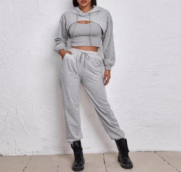 running sets 1 set hoodie vest pants solid color pockets women loose sweatpants for sports9992266, Black;blue
running sets 1 set hoodie vest pants solid color pockets women loose sweatpants for sports9992266, Black;blue