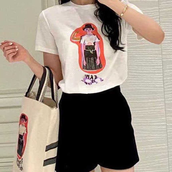 23ss women's brand logo pure cotton t-shirt round collar t-shirt large pullover short sleeve anime print spring and summer new, White
23ss women's brand logo pure cotton t-shirt round collar t-shirt large pullover short sleeve anime print spring and summer new, White