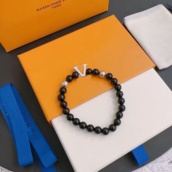 luxury designer beaded chain bracelet fashion obsidian silver women's letter bracelet wedding design jewelry no box, Black
luxury designer beaded chain bracelet fashion obsidian silver women's letter bracelet wedding design jewelry no box, Black