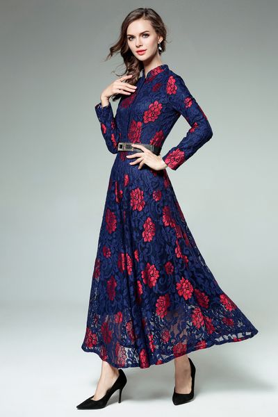 2023 women designer lace maxi dresses long sleeve blue robe mock neck birthday dinner loose big swing floral dress spring autumn ladies stre, Black;gray
2023 women designer lace maxi dresses long sleeve blue robe mock neck birthday dinner loose big swing floral dress spring autumn ladies stre, Black;gray