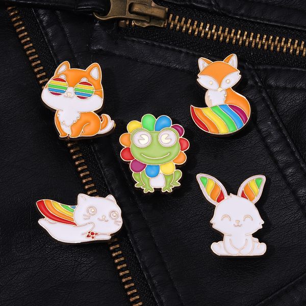 cartoon rainbow animal brooches fox rabbit frog dog lapel pins for women clothing backpack corsage badge, Gray
cartoon rainbow animal brooches fox rabbit frog dog lapel pins for women clothing backpack corsage badge, Gray