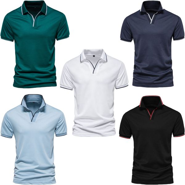 men's t-shirt short sleeve turn down collar casual slim fit golf tee summer, White;black
men's t-shirt short sleeve turn down collar casual slim fit golf tee summer, White;black