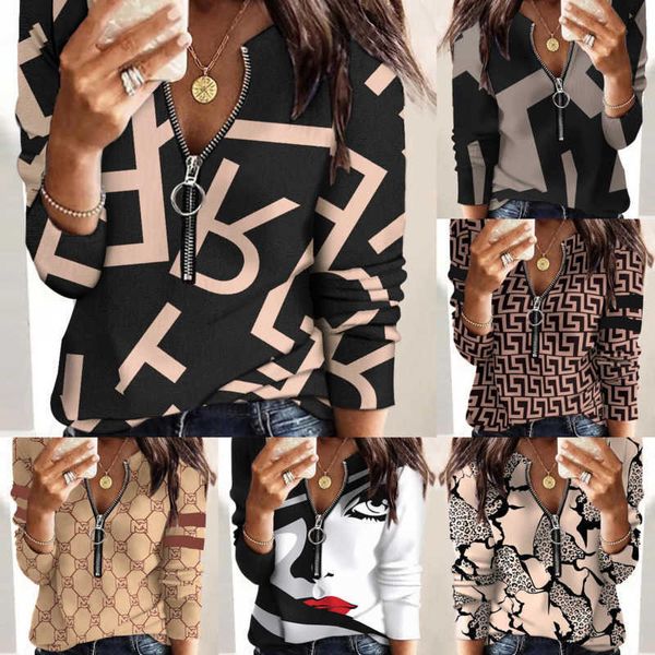 women designer clothes fashionable shirts blouse printing zipper long sleeve new casual ladies quality top, White
women designer clothes fashionable shirts blouse printing zipper long sleeve new casual ladies quality top, White