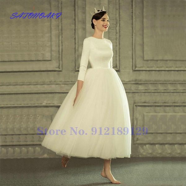 party dresses vestidos de novia vintage white short wedding dress 3 4 sleeves tea length tulle princesa bridal gowns robe marie sukienka 230, White;black
party dresses vestidos de novia vintage white short wedding dress 3 4 sleeves tea length tulle princesa bridal gowns robe marie sukienka 230, White;black