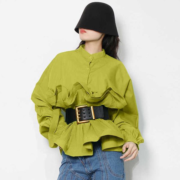 fashion versatile women's 2023 spring new standing collar long sleeve pleated ruffles careful machine lace up shirt, White
fashion versatile women's 2023 spring new standing collar long sleeve pleated ruffles careful machine lace up shirt, White