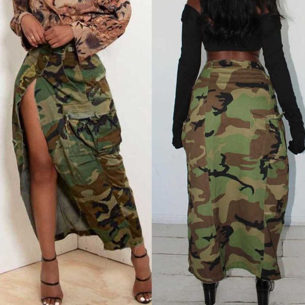 plus size 3xl women camouflage dress designer new long tassel skirt fashion personality wash pocket slit skirts, Black;gray
plus size 3xl women camouflage dress designer new long tassel skirt fashion personality wash pocket slit skirts, Black;gray
