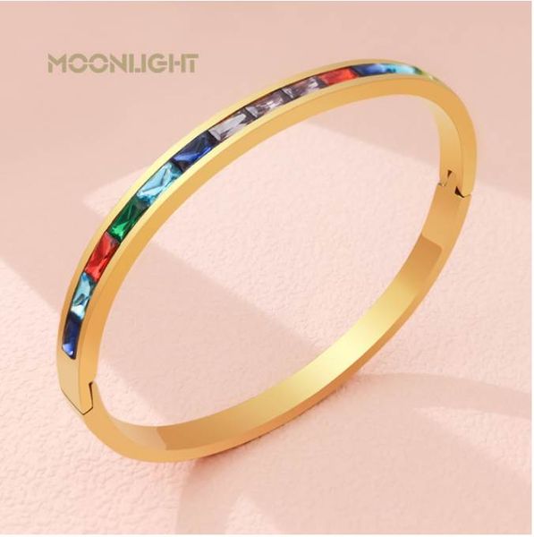 fashion colored square rhinestones bangles titanium steel bracelet for woman female jewelry gift women accessories, White
fashion colored square rhinestones bangles titanium steel bracelet for woman female jewelry gift women accessories, White