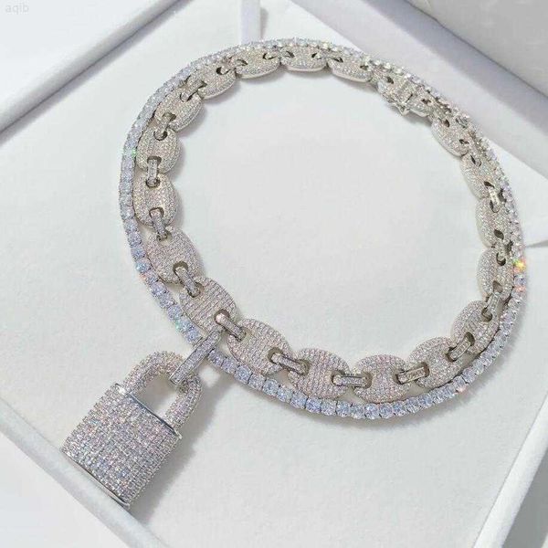 hip hop necklace jewelry set women gold plated bling cz tennis chain iced out diamond lock pendant coffee bean chain necklace, Silver
hip hop necklace jewelry set women gold plated bling cz tennis chain iced out diamond lock pendant coffee bean chain necklace, Silver