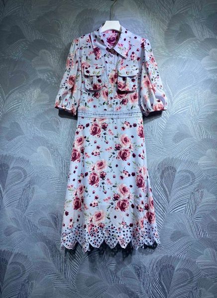 2023 spring new print dress temperament short sleeve, Black;gray