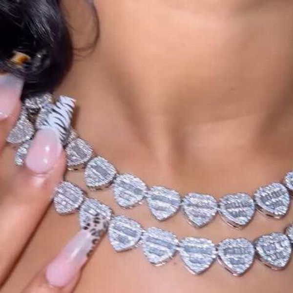 women icy jewelry heart baguette necklace chain women bling diamond cz heart tennis choker iced out chunky heart tennis necklace, Silver
women icy jewelry heart baguette necklace chain women bling diamond cz heart tennis choker iced out chunky heart tennis necklace, Silver