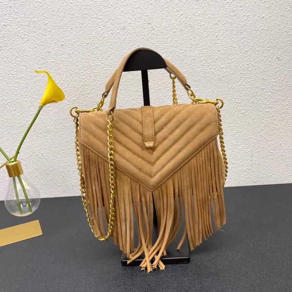 women designer shoulder bags abrasive leather tassel bag 24cm khaki black caramel purple 4 colors lady fashion handbag flaps
women designer shoulder bags abrasive leather tassel bag 24cm khaki black caramel purple 4 colors lady fashion handbag flaps
