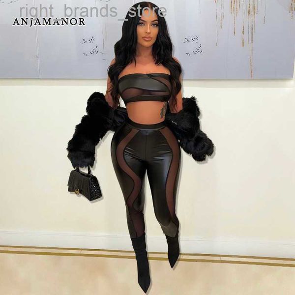 women's two piece pants anjamanor women clothing 2 pieces set black mesh leggings and tube club outfits black matching pants suit 0220v, White
women's two piece pants anjamanor women clothing 2 pieces set black mesh leggings and tube club outfits black matching pants suit 0220v, White