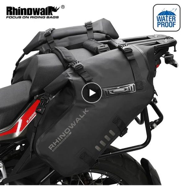 Image of Motorcycle Bag 28L Waterproof 2 Pcs Universal Fit Motorcycle Pannier Bag Saddle Bags Side Storage Fork Travel Luggage