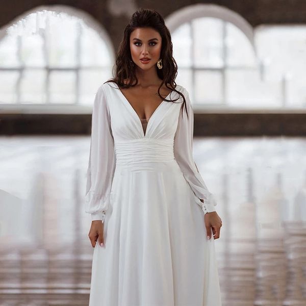 simple white prom dress long sleeve v neck chiffon beach prom party dress bridal dress vestido de casamento, Black
simple white prom dress long sleeve v neck chiffon beach prom party dress bridal dress vestido de casamento, Black