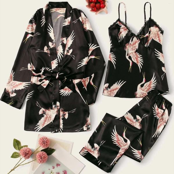 women's sleepwear long sleeve silk womens pajamas lace lingerie nightwear underwear 3pc suit pajama sets for women pijama mujer, Black;red
women's sleepwear long sleeve silk womens pajamas lace lingerie nightwear underwear 3pc suit pajama sets for women pijama mujer, Black;red