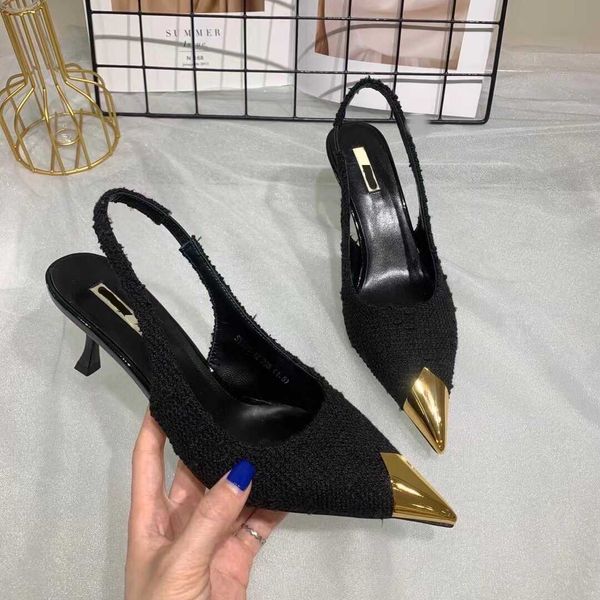 designer shoes new fabric anti-collision steel head with shallow back strap in spring and summer of 2023 thin medium heel temperament sandal, Black
designer shoes new fabric anti-collision steel head with shallow back strap in spring and summer of 2023 thin medium heel temperament sandal, Black