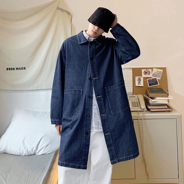 casual men long denim trench coats jacket single breasted pockets windbreaker mens loose plus size blue denim coat autumn fashion, Tan;black
casual men long denim trench coats jacket single breasted pockets windbreaker mens loose plus size blue denim coat autumn fashion, Tan;black