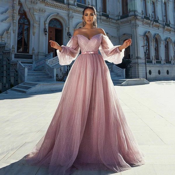 new arrival pink tulle a-line prom dress off shoulder long sleeves evening dresses party formal dress evening gowns, Black
new arrival pink tulle a-line prom dress off shoulder long sleeves evening dresses party formal dress evening gowns, Black