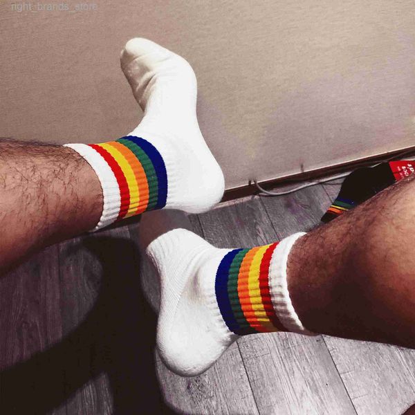 men's socks 3pairs fashion white unique design rainbow striped socks gay vers bottom men sports tube football socks comfortable y220803, Black
men's socks 3pairs fashion white unique design rainbow striped socks gay vers bottom men sports tube football socks comfortable y220803, Black