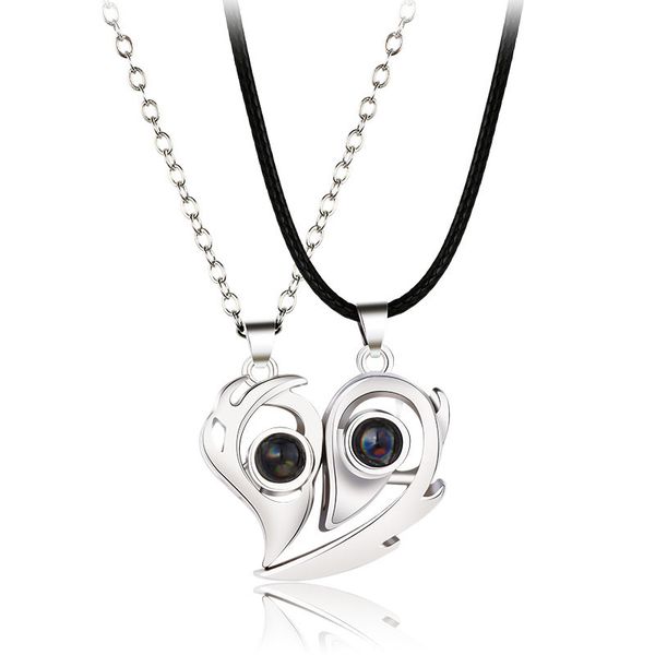 1pair pendant stainless steel 100 languages i love you projection magnetic couple necklace heart necklaces jewelry lover creative gifts, Silver
1pair pendant stainless steel 100 languages i love you projection magnetic couple necklace heart necklaces jewelry lover creative gifts, Silver
