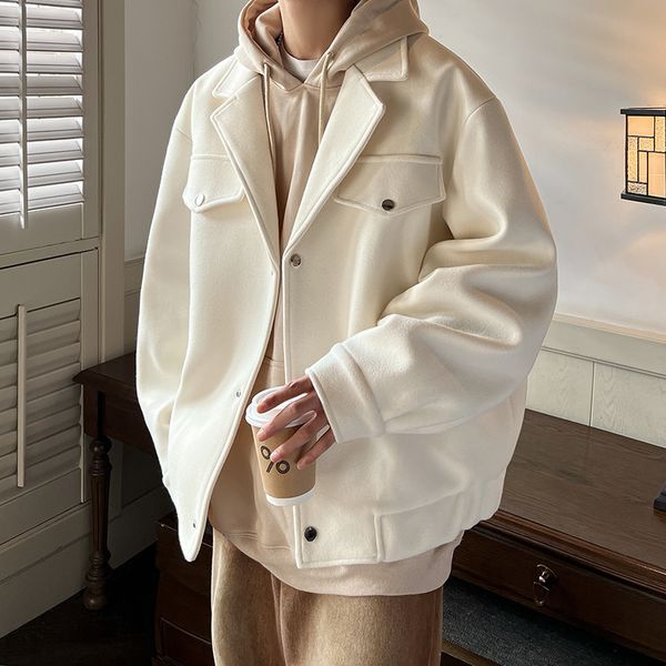 men's wool blends winter thicken en coat warm fashion casual thick en jacket korean loose short en s overcoat 230217, Black
men's wool blends winter thicken en coat warm fashion casual thick en jacket korean loose short en s overcoat 230217, Black