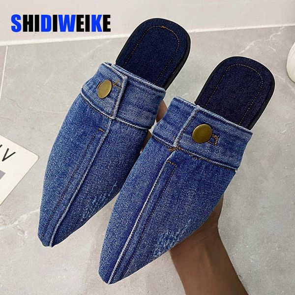 sdwk blue denim slippers pointed toe outdoor slides mules slip on flats simple women shoes zapatillas mujer ytmtloy indoor 0220, Black
sdwk blue denim slippers pointed toe outdoor slides mules slip on flats simple women shoes zapatillas mujer ytmtloy indoor 0220, Black