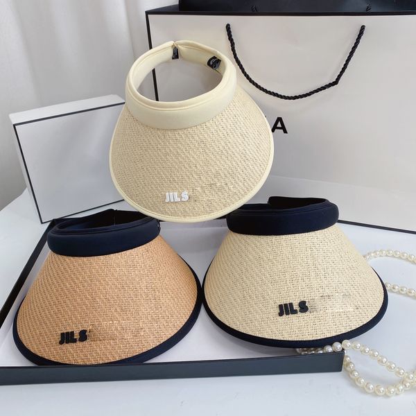 women's summer luxury designer visors holiday travel letter printing handmade straw woven hat 3 colors, Blue;gray
women's summer luxury designer visors holiday travel letter printing handmade straw woven hat 3 colors, Blue;gray