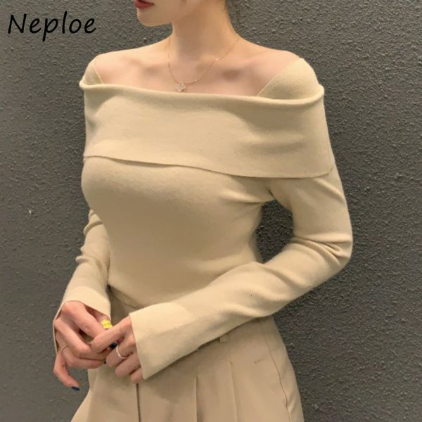 women s sweaters neploe slash neck solid color long sleeve pull femme 2023 autumn winter jersey mujer slim jumpers knitted pullover sweater, White;black
women s sweaters neploe slash neck solid color long sleeve pull femme 2023 autumn winter jersey mujer slim jumpers knitted pullover sweater, White;black