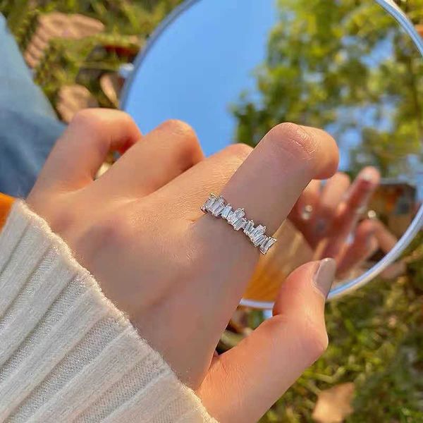 geometric setting zircon broken ice design sense ring women's fashion ins cool open ring, Silver
geometric setting zircon broken ice design sense ring women's fashion ins cool open ring, Silver