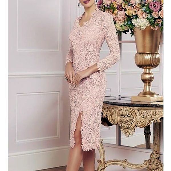 elegant sheath lace mother of the bride dresses v-neck knee length short wedding guest dress with 3/4 long sleeves groom mothers prom gowns, Black;red
elegant sheath lace mother of the bride dresses v-neck knee length short wedding guest dress with 3/4 long sleeves groom mothers prom gowns, Black;red