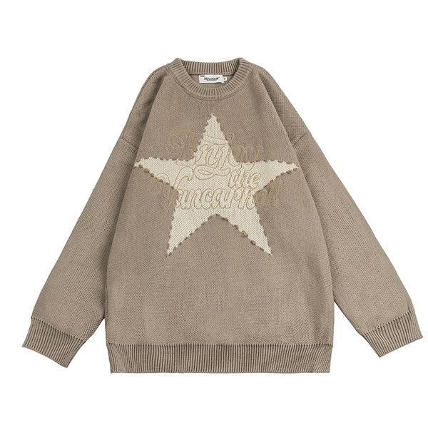 men s sweaters autumn and winter americanstyle retro y2k stars embroidered sweater men women couples loose versatile 230220, White;black
men s sweaters autumn and winter americanstyle retro y2k stars embroidered sweater men women couples loose versatile 230220, White;black