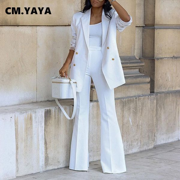 womens two piece pants cmyaya basic elegant womens tracksuit double breasted blazers and straight flare pants suit matching two 2 piece set, White
womens two piece pants cmyaya basic elegant womens tracksuit double breasted blazers and straight flare pants suit matching two 2 piece set, White