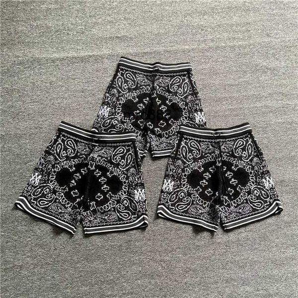 high edition american fashion brand high street 22ss amirs embroidery cashew flower jacquard knitted shorts capris, White;black
high edition american fashion brand high street 22ss amirs embroidery cashew flower jacquard knitted shorts capris, White;black