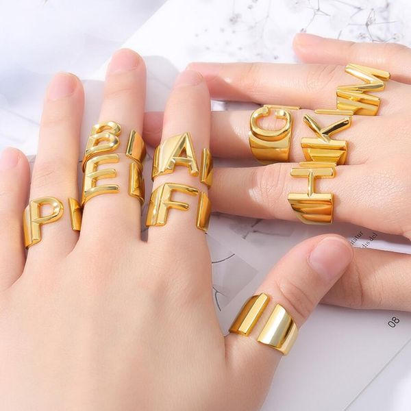 hollow cluster rings a-z letter gold color metal adjustable opening ring initials name alphabet female party chunky wide trendy jewelry, Golden;silver
hollow cluster rings a-z letter gold color metal adjustable opening ring initials name alphabet female party chunky wide trendy jewelry, Golden;silver