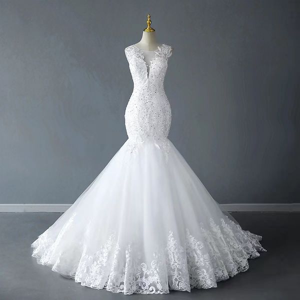 mermaid wedding dresses lace up organza chapel train lace applique bridal gowns plus size beach beaded wed dress ruffles custom made vestido, White
mermaid wedding dresses lace up organza chapel train lace applique bridal gowns plus size beach beaded wed dress ruffles custom made vestido, White