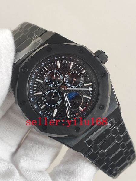 men watchers 41mm perpetual calendar 26579ce 2813 automatic mens watch superlumed blue textured dial moon phase black ceramic case, Slivery;brown
men watchers 41mm perpetual calendar 26579ce 2813 automatic mens watch superlumed blue textured dial moon phase black ceramic case, Slivery;brown