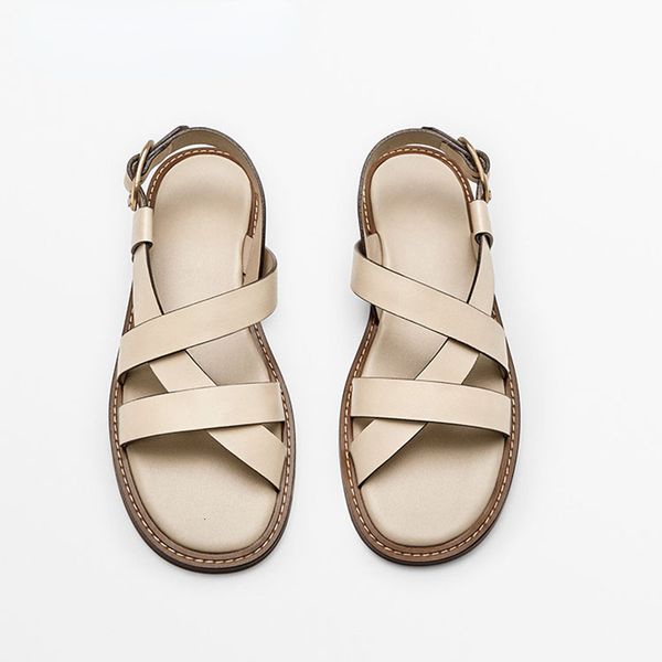 sandals summer fashion genuine leather england style women flat casual solid simple beach shoes female 230220, Black;red
sandals summer fashion genuine leather england style women flat casual solid simple beach shoes female 230220, Black;red