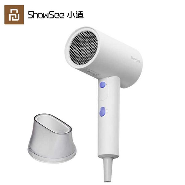 Image of Electric Hair Dryer Youpin ShowSee Hair Dryer Folding Portable Anion Care Hair 1800W Strong Wind Quick Dry Hairdryer Diffuser A4W Blow Dryer J230220