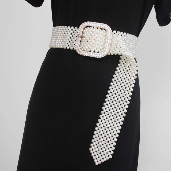 belts 2021 pearl buckle wide waist belt full pearl weaving waistband long adjustable dress shirt corset cinturon female elegant belts j23022, Black;brown
belts 2021 pearl buckle wide waist belt full pearl weaving waistband long adjustable dress shirt corset cinturon female elegant belts j23022, Black;brown