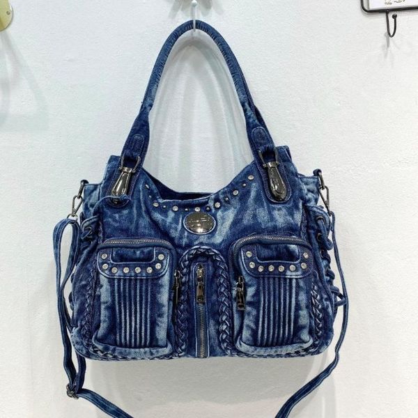 shoulder bags casual fashion denim cowboy bag women's multi pocket messenger rivet big tote beach
shoulder bags casual fashion denim cowboy bag women's multi pocket messenger rivet big tote beach
