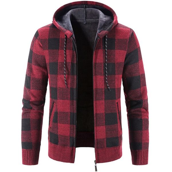 men s sweaters hooded plaid printed long sleeve sweater autumn winter plush large casual cardigan coat 230217, White;black
men s sweaters hooded plaid printed long sleeve sweater autumn winter plush large casual cardigan coat 230217, White;black