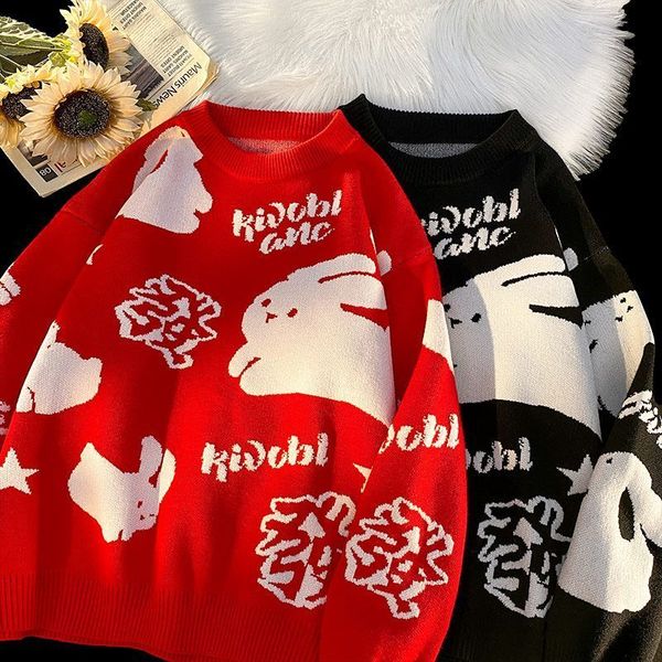 women's sweaters round neck sweater women winter hong kong style loose zodiac year rabbit sweater american lazy warm casual pullovers 2, White;black
women's sweaters round neck sweater women winter hong kong style loose zodiac year rabbit sweater american lazy warm casual pullovers 2, White;black