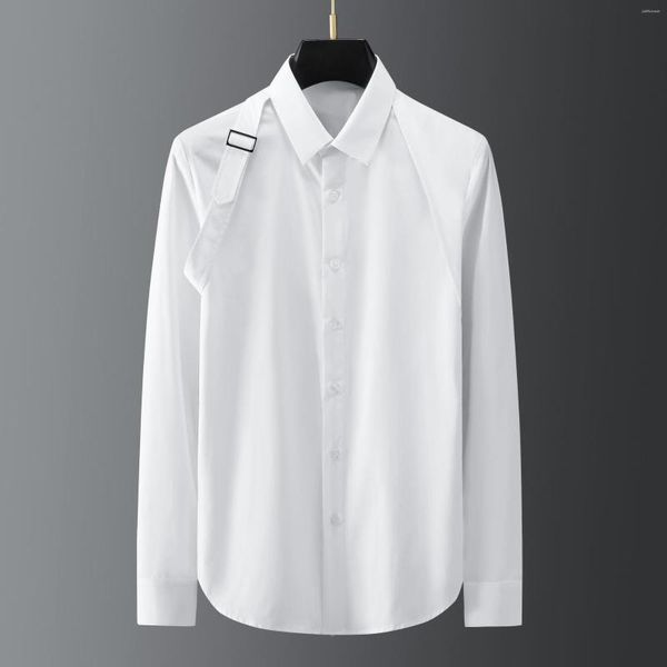 cotton male shirts luxury metal buckle long sleeve casual mens dress shirts fashion slim fit party solid color man shirts, White;black
cotton male shirts luxury metal buckle long sleeve casual mens dress shirts fashion slim fit party solid color man shirts, White;black