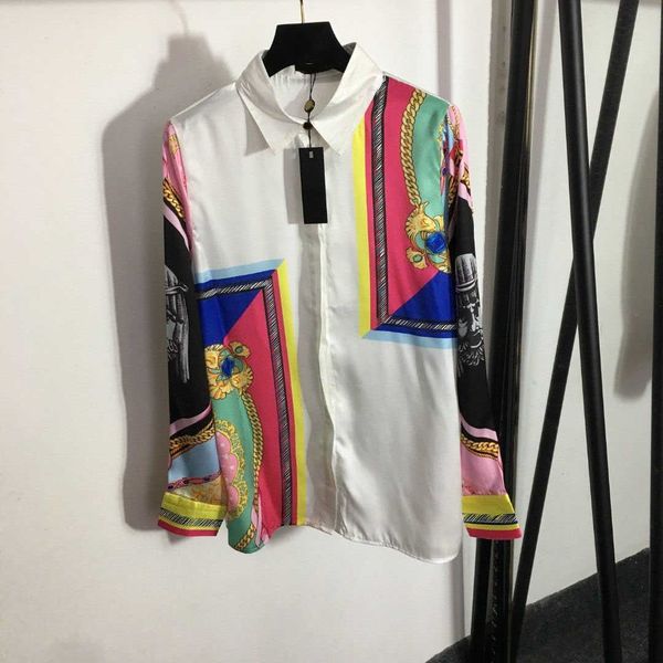 23ss designer brand logo women shirt vintage printed long-sleeved shirts lapel womens clothing, White
23ss designer brand logo women shirt vintage printed long-sleeved shirts lapel womens clothing, White