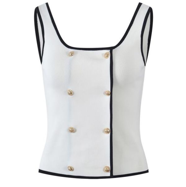 205 2023 spring summer women sweater t shirt sleeveless crew neck white khaki black striped pullover womens qian6, White;black
205 2023 spring summer women sweater t shirt sleeveless crew neck white khaki black striped pullover womens qian6, White;black