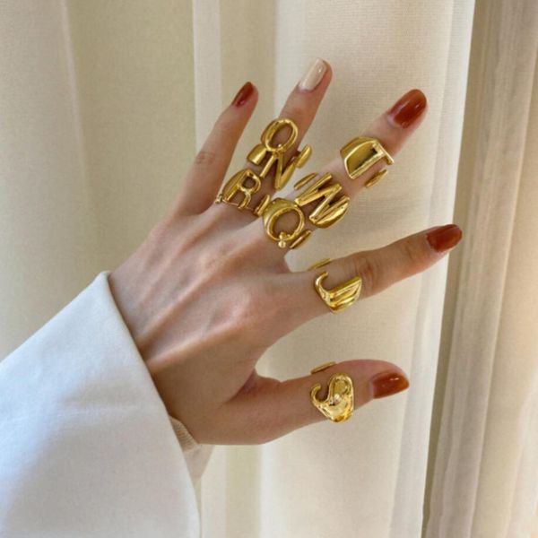 engagement gifts minimalism a-z initial rings for women jewelry stainless steel statement alphabet letter ring bague femme, Golden;silver
engagement gifts minimalism a-z initial rings for women jewelry stainless steel statement alphabet letter ring bague femme, Golden;silver