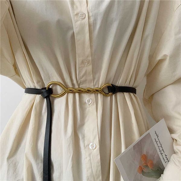 belts fashion pu leather thin belt for women metal knotted buckle waist strap designer female trouser dress coat decoration waistband j23022, Black;brown
belts fashion pu leather thin belt for women metal knotted buckle waist strap designer female trouser dress coat decoration waistband j23022, Black;brown