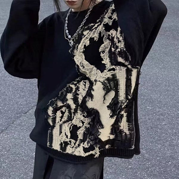 women's sweaters patterned embroidered women harajuku retro street hip hop loose casual color collision long sleeve 230220, White;black
women's sweaters patterned embroidered women harajuku retro street hip hop loose casual color collision long sleeve 230220, White;black